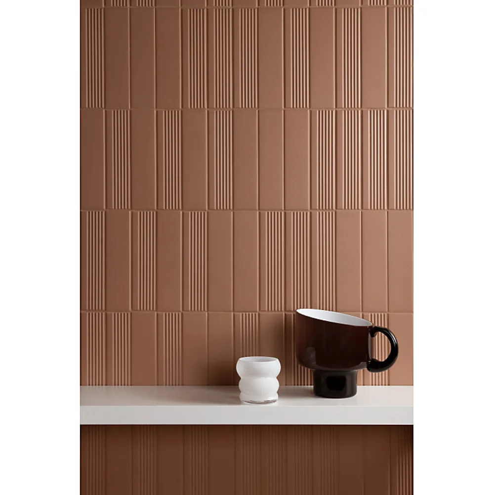 Aelle Carrelage Carrelage Sol Uni|Carrelage Sol Pour Wc<Carrelage sol / mur brique à relief uni terracotta 5,6x23,2 cm MODULO INCISO MATTONE