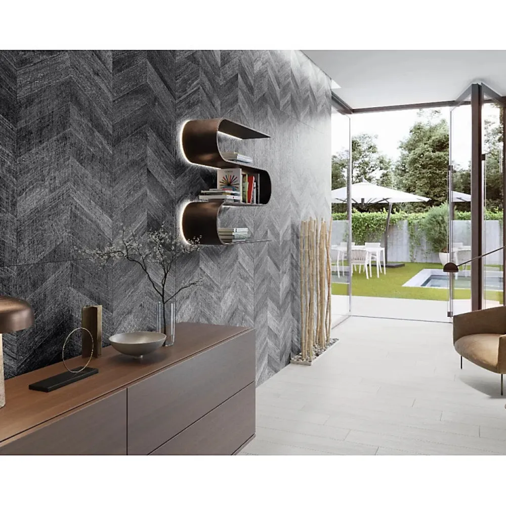 Eiffel art construction Carrelage Sol Effet Bois|Carrelage Sol Pour Pièce À Vivre<Carrelage sol / mur effet bois design chevron 60x120 cm ARTWOOD CHEVRON BLACK (vendu par boite de 1.44m2)