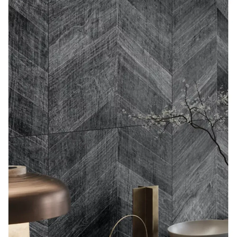 Eiffel art construction Carrelage Sol Effet Bois|Carrelage Sol Pour Pièce À Vivre<Carrelage sol / mur effet bois design chevron 60x120 cm ARTWOOD CHEVRON BLACK (vendu par boite de 1.44m2)