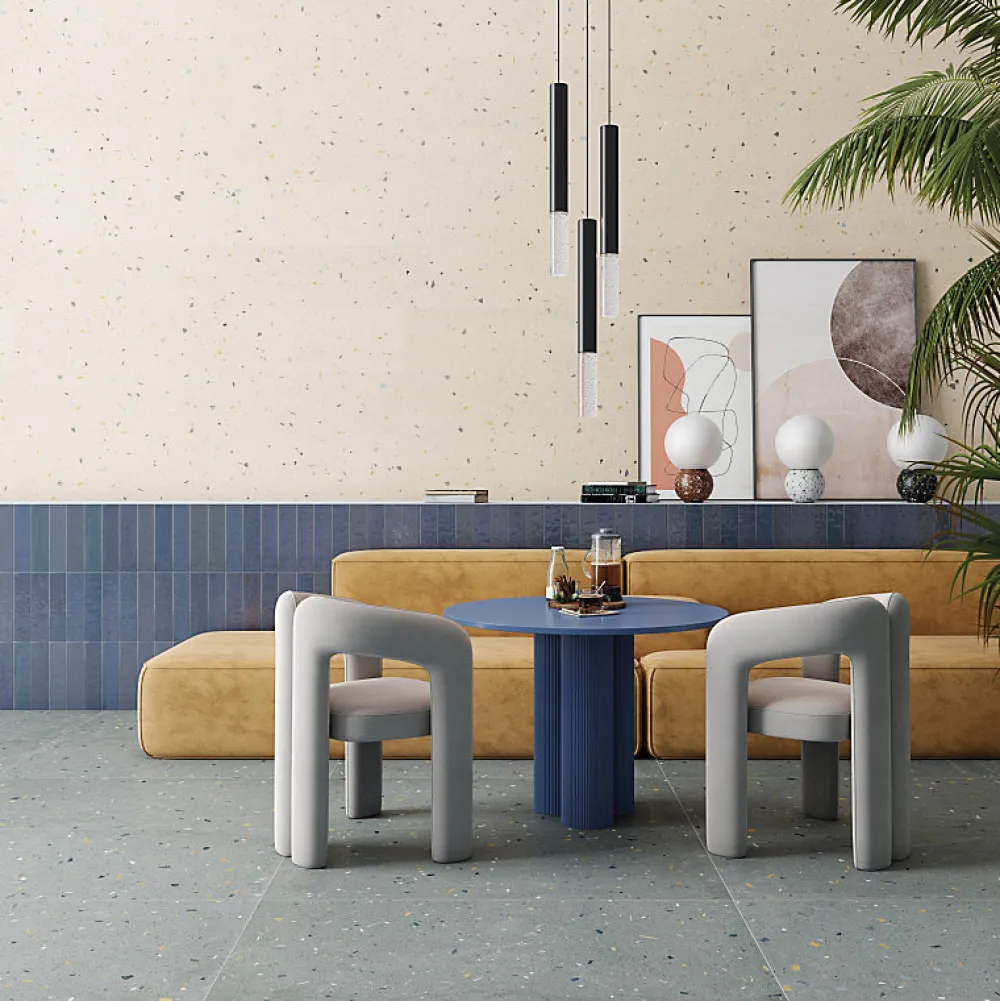 Eiffel art construction Carrelage Sol Effet Terrazzo<Carrelage sol / mur effet terrazzo 120x120 cm Croccante-R Arandano(vendu par boite de 1.44m2)