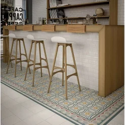 Aelle Carrelage Carrelage Sol Effet Carreaux De Ciment<Carrelage sol / mur effet ciment motif floral coloré 20x20 cm - CAPRICE SAINT TROPEZ BORDURE