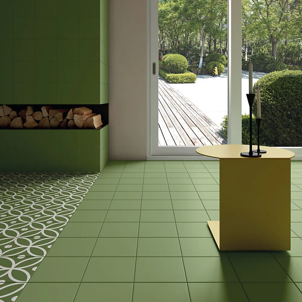 Aelle Carrelage Carrelage sol / mur effet ciment à motif 20x20 cm RIVOLI - BERGEN VERDE- Carrelage Sol Pour Cuisine