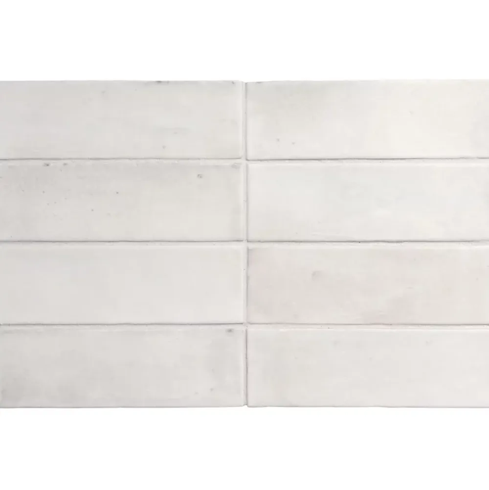 Aelle Carrelage Carrelage sol / mur effet zellige bejmat marocain 5X15 cm blanc mate 5X15 cm COCO WHITE MATT- Carrelage Sol Uni|Carrelage Sol Pour Salle De Bains