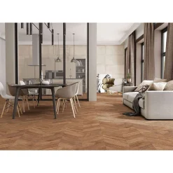 Eiffel art construction Carrelage sol / mur effet bois design chevron 60x120 cm ARTWOOD CHEVRON NUT(vendu par boite de 1.44m2)- Carrelage Sol Effet Bois