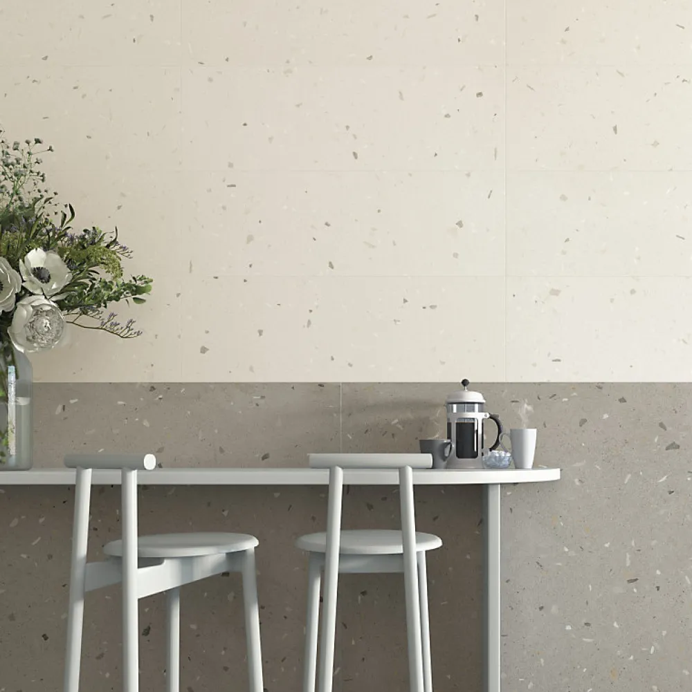 Eiffel art construction Carrelage Sol Effet Terrazzo<Carrelage sol / mur effet terrazzo 80x80 cm Croccante-R Sesamo(vendu par boite de 1.28m2)