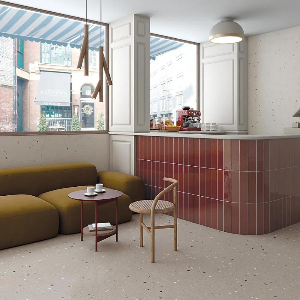 Eiffel art construction Carrelage Sol Effet Terrazzo<Carrelage sol / mur effet terrazzo 80x80 cm Croccante-R Sesamo(vendu par boite de 1.28m2)