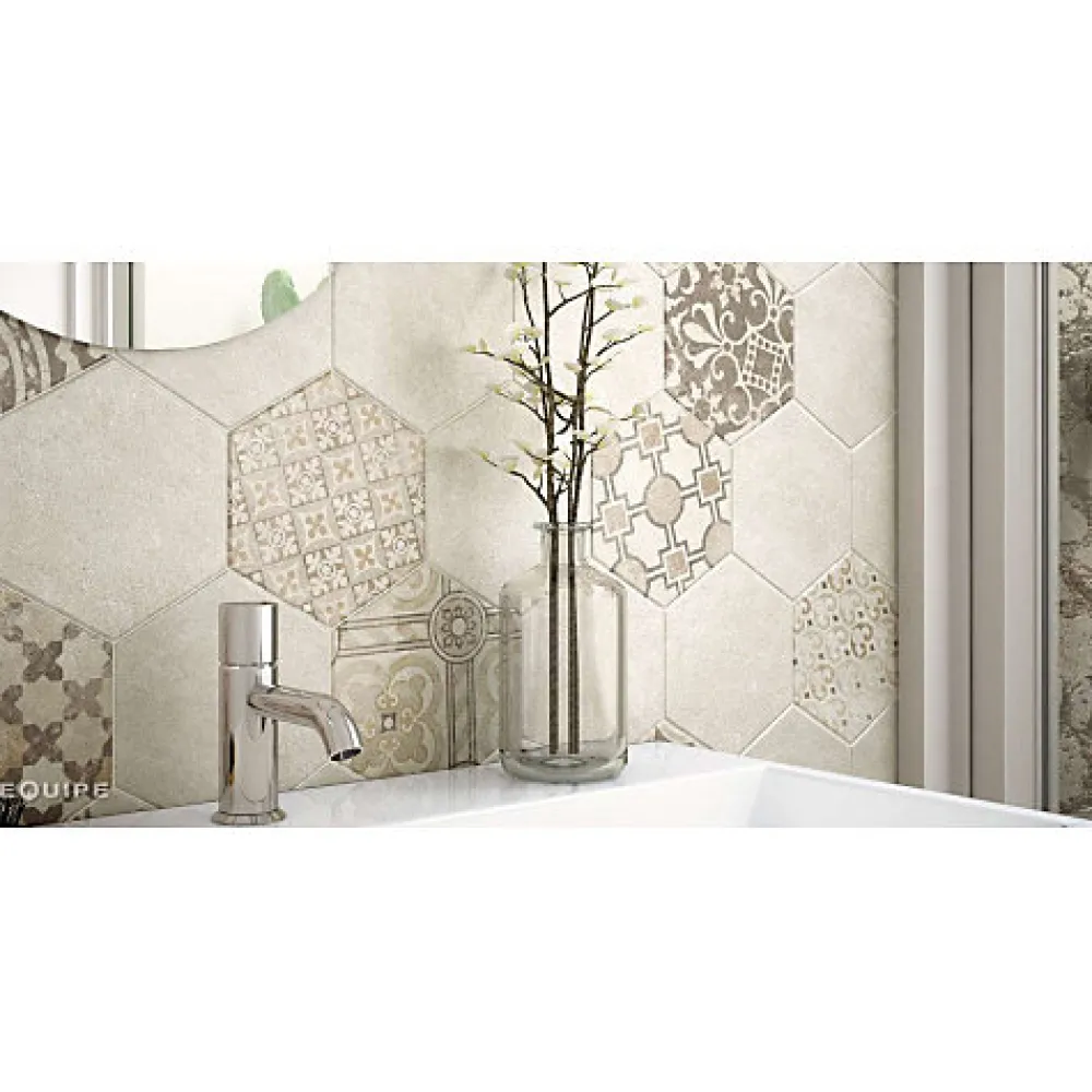Aelle Carrelage Carrelage Sol Pour Wc|Carrelage Sol Uni<Carrelage sol / mur effet ciment motif rosace 20x20 cm ALAMEDA ANDRASSY BLANCO