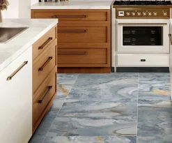 Limcaro Carrelage sol / mur effet marbre bleu ONYX AGATE BLUE l.60 x L.120 cm Brillant- Carrelage Sol Effet Marbre|Carrelage Sol Pour Salle De Bains