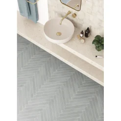 Aelle Carrelage Carrelage sol / mur effet terre cuite coloré bleu 5x40 cm - CORSICA BLUE EARTH- Carrelage Sol Effet Pierre