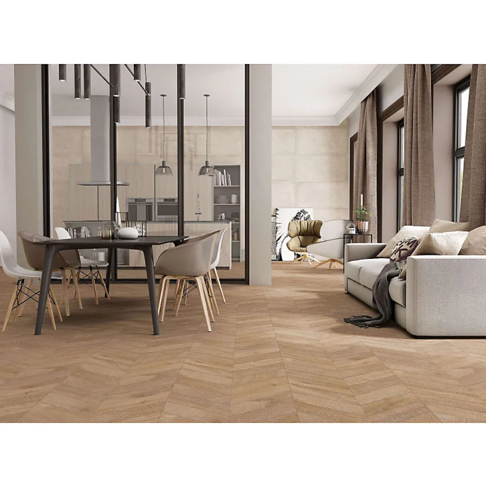 Eiffel art construction Carrelage sol / mur effet bois design chevron 60x120 cm ARTWOOD CHEVRON NATURAL(vendu par boite de 1.44m2)- Carrelage Sol Effet Bois|Carrelage Sol Pour Pièce À Vivre