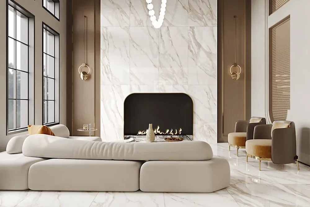 Limcaro Carrelage sol / mur effet marbre blanc MAJESTIC ORO BIANCO l.60 x L.120 cm Brilliant- Carrelage Sol Effet Marbre