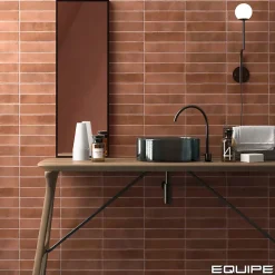Aelle Carrelage carrelage sol / mur effet zellige bejmat terracotta terre cuite 6x24,6 cm mate ARGILE COTTO nuancé.- Carrelage Sol Pour Wc|Carrelage Sol Uni