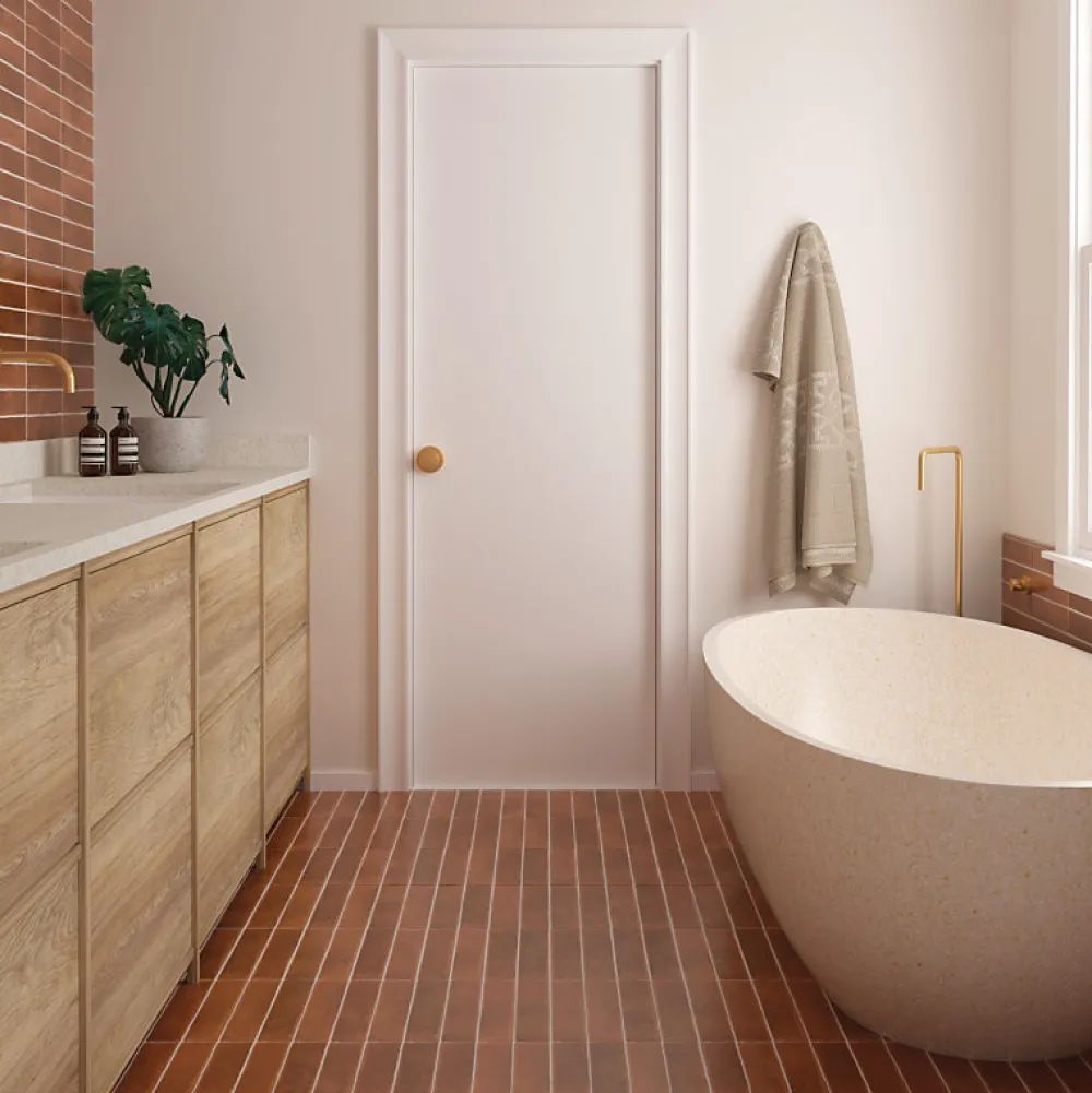 Aelle Carrelage carrelage sol / mur effet zellige bejmat terracotta terre cuite 6x24,6 cm mate ARGILE COTTO nuancé.- Carrelage Sol Pour Wc|Carrelage Sol Uni