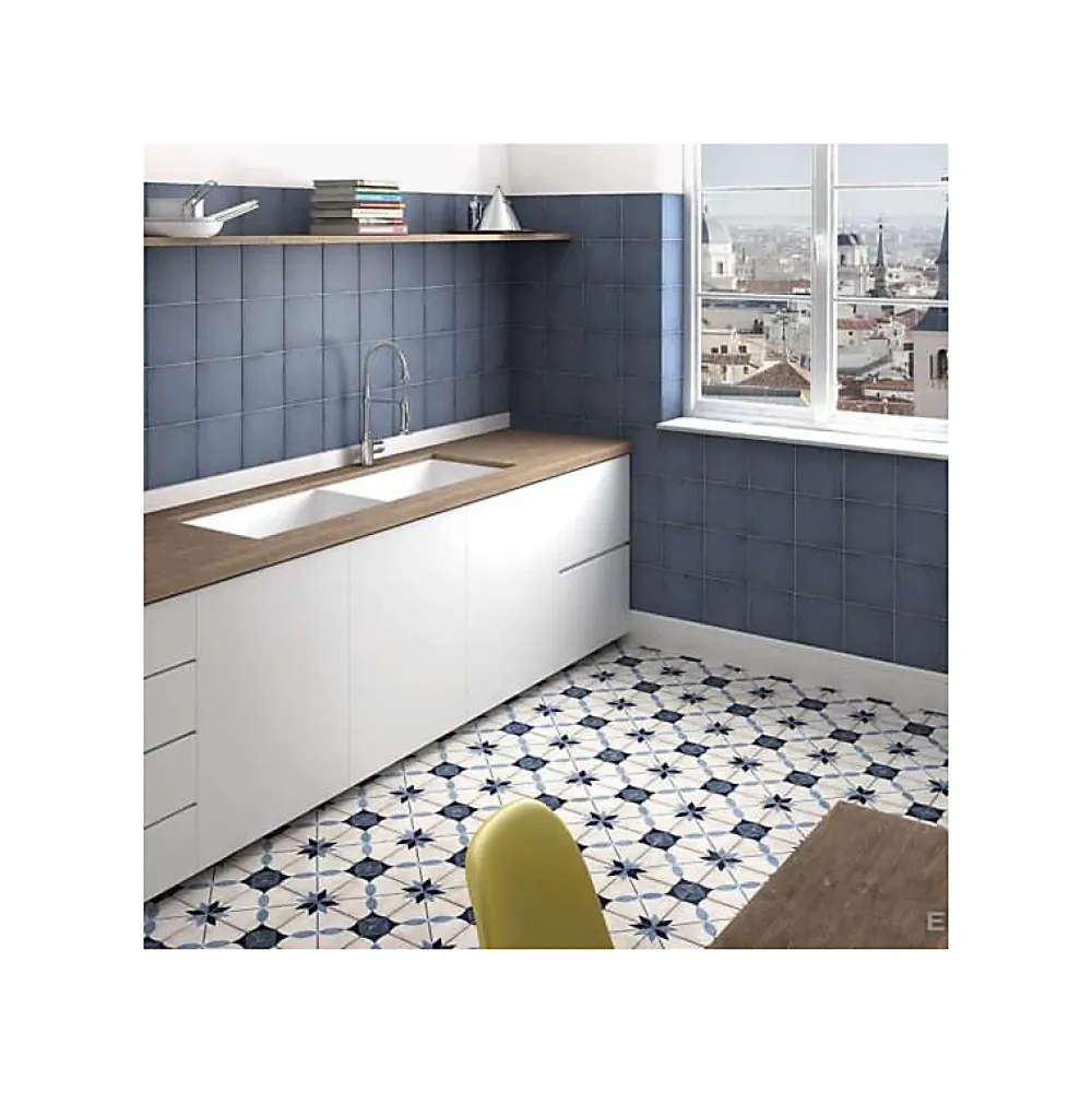 Aelle Carrelage Carrelage Sol Effet Carreaux De Ciment<Carrelage sol / mur effet ciment uni bleu marine 20x20 cm ART NOUVEAU UNI NAVY BLUE