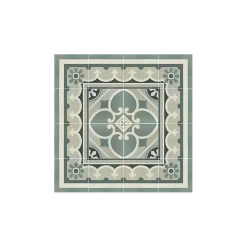 Aelle Carrelage Carrelage sol / mur effet ciment motif floral gris 20x20 cm - CAPRICE CHATELET- Carrelage Sol Effet Carreaux De Ciment