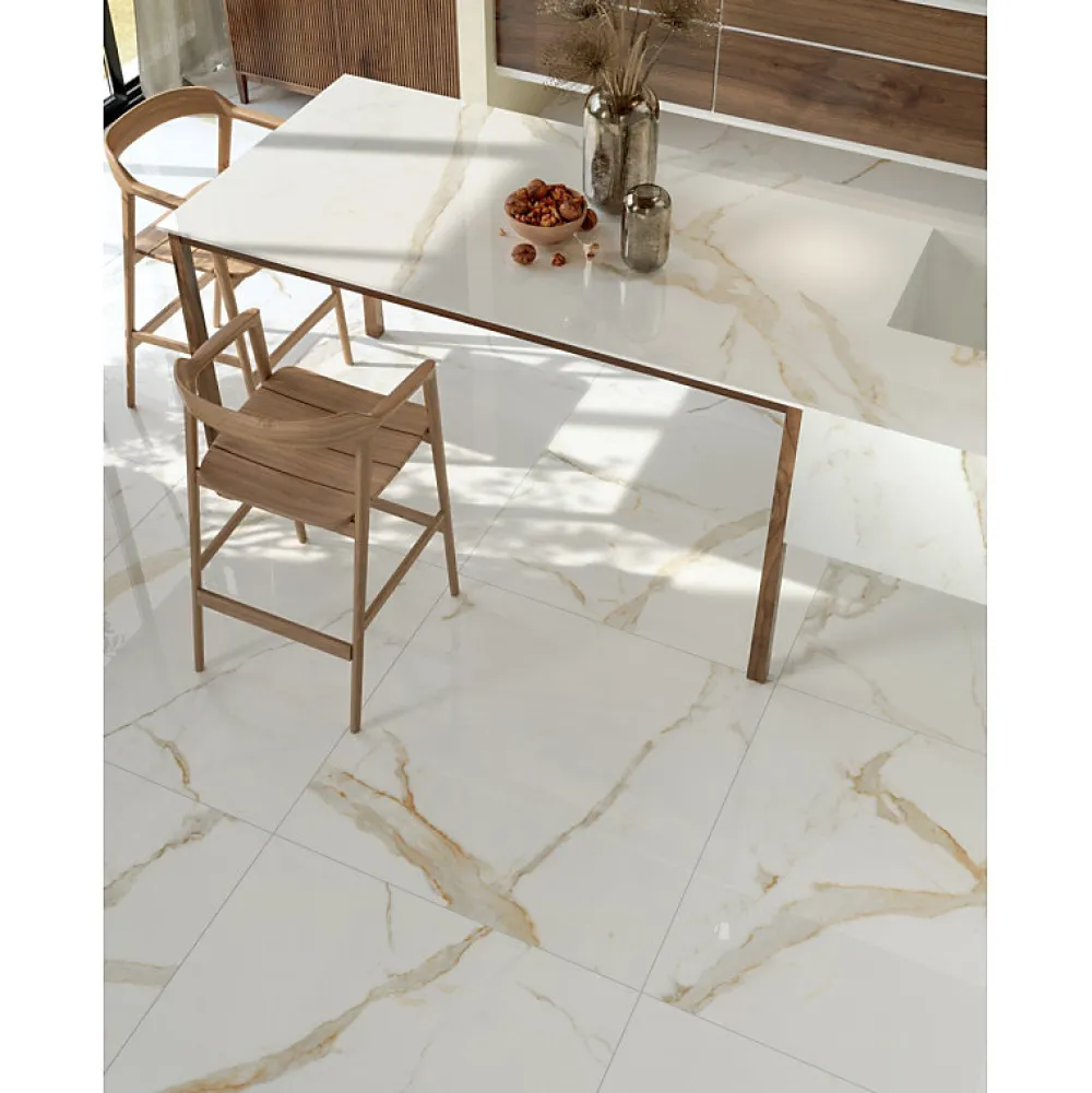Aelle Carrelage Carrelage sol / mur effet marbre beige 60x120 cm - SCULTOREA calacatta oro fino J400- Carrelage Sol Effet Marbre