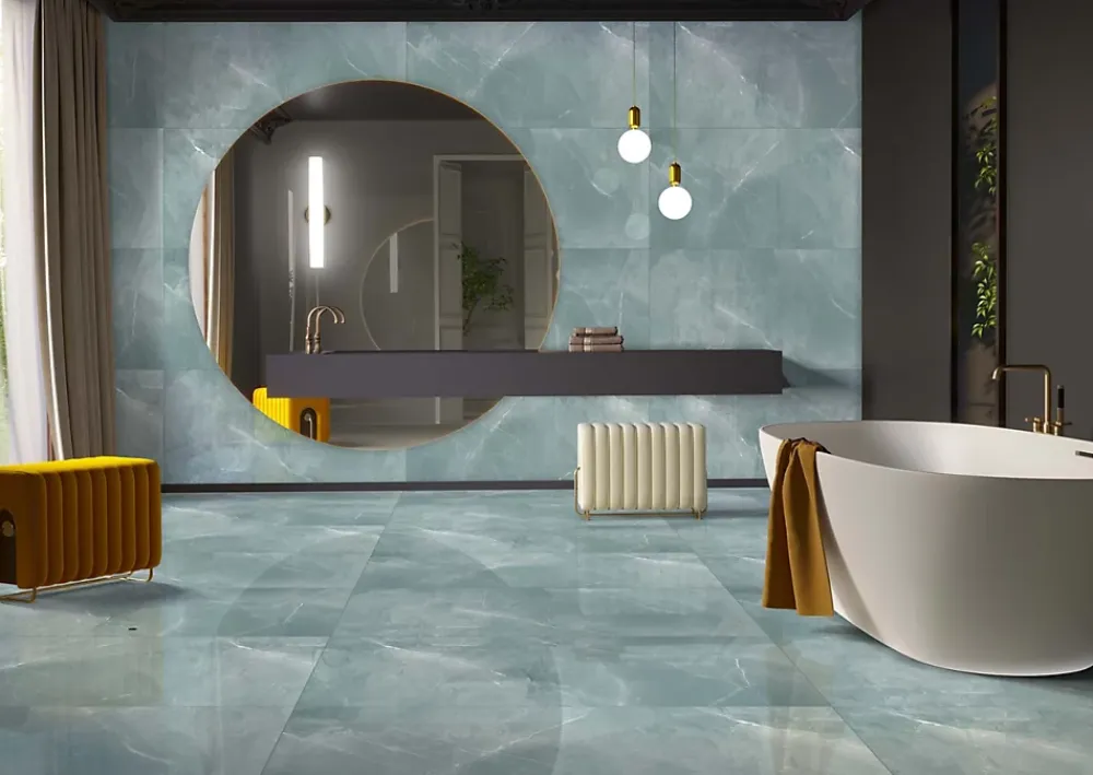 Limcaro Carrelage sol / mur effet marbre turquoise ARMANI AQUA l.60 x L.120 cm Brilliant- Carrelage Sol Effet Marbre
