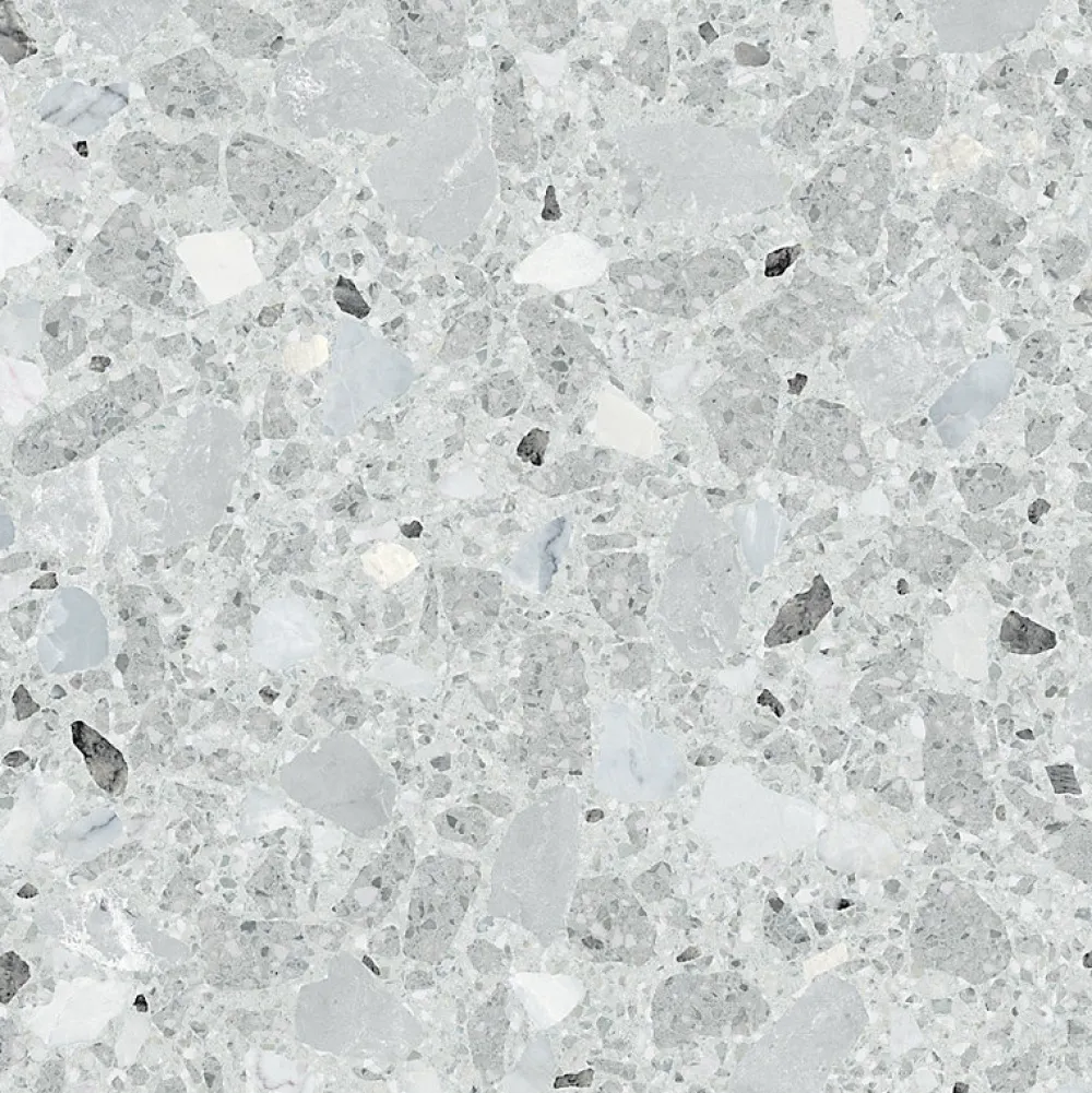 Aelle Carrelage Carrelage sol / mur effet terrazzo brillant 80x80 cm MONACO R GRIS PULIDO- Carrelage Sol Effet Pierre