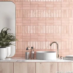 Aelle Carrelage Carrelage sol / mur effet zellige bejmat marocain 5X15 cm rose mate 5X15 cm COCO ORHARD PINK MATT- Carrelage Sol Uni