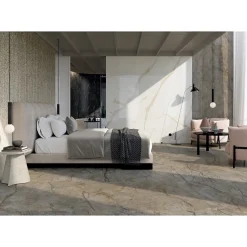 Aelle Carrelage Carrelage Sol Effet Marbre|Carrelage Sol Pour Pièce À Vivre<Carrelage sol / mur effet marbre brun, gris 120X120 cm - SCULTOREA River grey J454