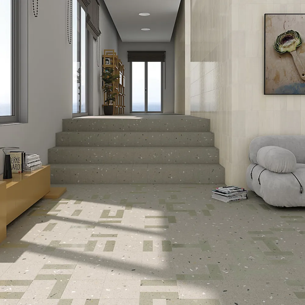 Eiffel art construction Carrelage sol / mur effet terrazzo 20x20 cm Croccante Eclair Sesamo - Patchwork (vendu par boite de 1m2)- Carrelage Sol Effet Terrazzo