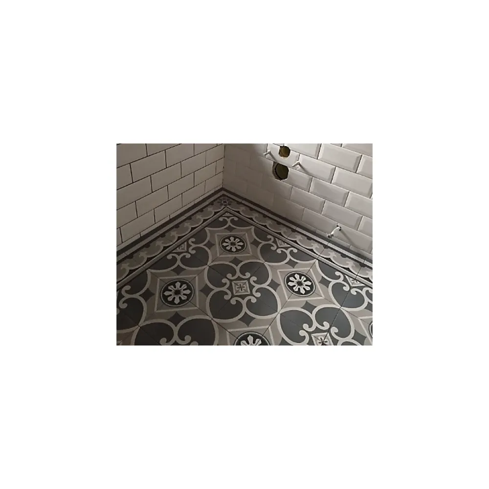 Aelle Carrelage Carrelage Sol Effet Carreaux De Ciment<Carrelage sol / mur effet ciment gris 20x20 cm - CAPRICE CHATELET BORDURE