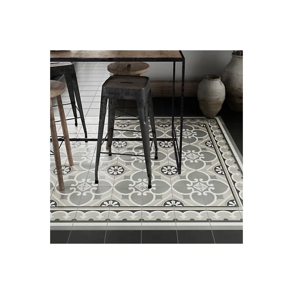 Aelle Carrelage Carrelage Sol Effet Carreaux De Ciment<Carrelage sol / mur effet ciment gris 20x20 cm - CAPRICE CHATELET BORDURE