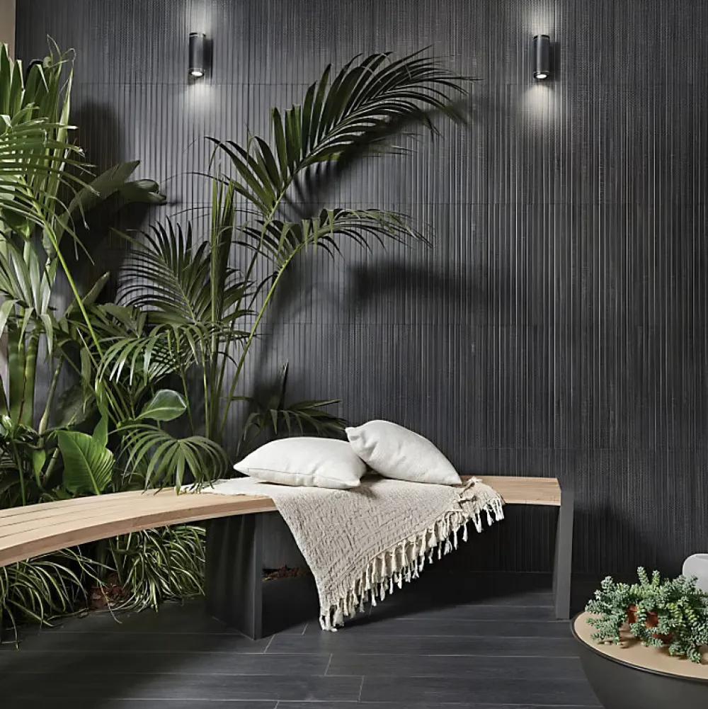 Aelle Carrelage Carrelage sol / mur effet bois bambou à relief 60x120 cm ARTWOOD RIBBON BLACK- Carrelage Sol Pour Cuisine|Carrelage Sol Pour Pièce À Vivre