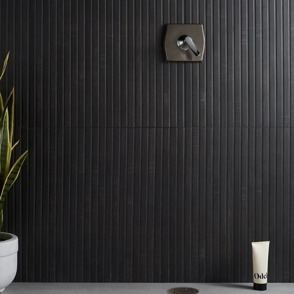 Aelle Carrelage Carrelage sol / mur effet bois bambou à relief 60x120 cm ARTWOOD RIBBON BLACK- Carrelage Sol Pour Cuisine|Carrelage Sol Pour Pièce À Vivre