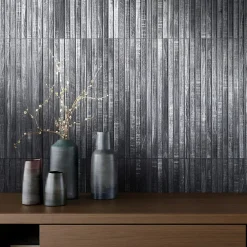 Aelle Carrelage Carrelage sol / mur effet bois bambou à relief 60x120 cm ARTWOOD RIBBON BLACK- Carrelage Sol Pour Cuisine|Carrelage Sol Pour Pièce À Vivre