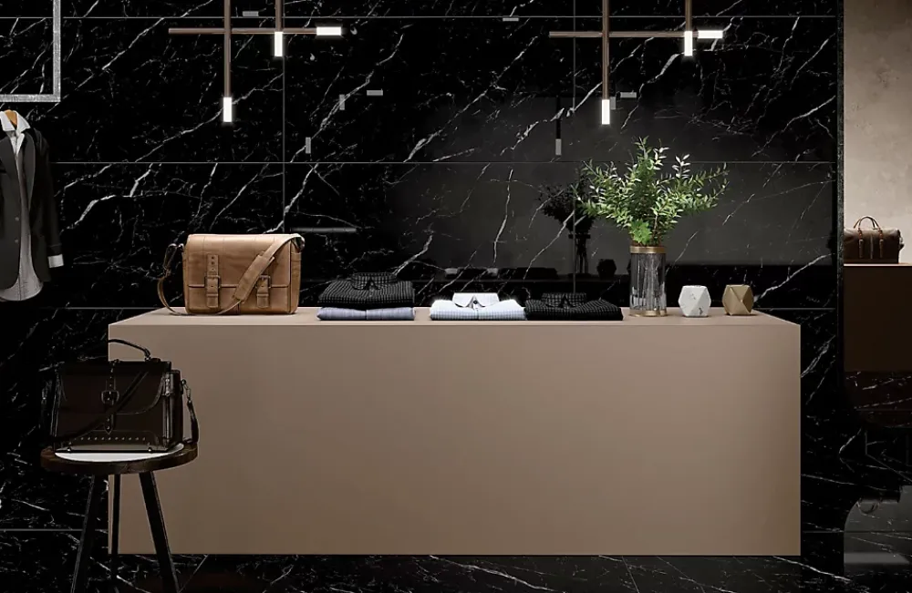 Limcaro Carrelage Sol Effet Marbre|Carrelage Sol Pour Salle De Bains<Carrelage sol / mur effet marbre noir SAINT LAURENT l.60 x L.120 cm Brilliant