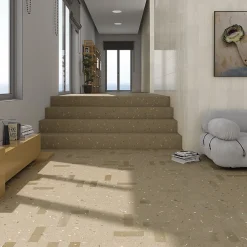 Eiffel art construction Carrelage sol / mur effet terrazzo 120x120 cm Croccante-R Nuez (vendu par boite de 1.44m2)- Carrelage Sol Effet Terrazzo