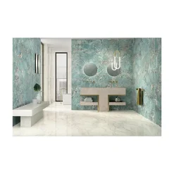 Aelle Carrelage Carrelage sol / mur effet marbre vert turquoise 120x120 cm FOYER ROYAL GREEN AMA- Carrelage Sol Effet Marbre