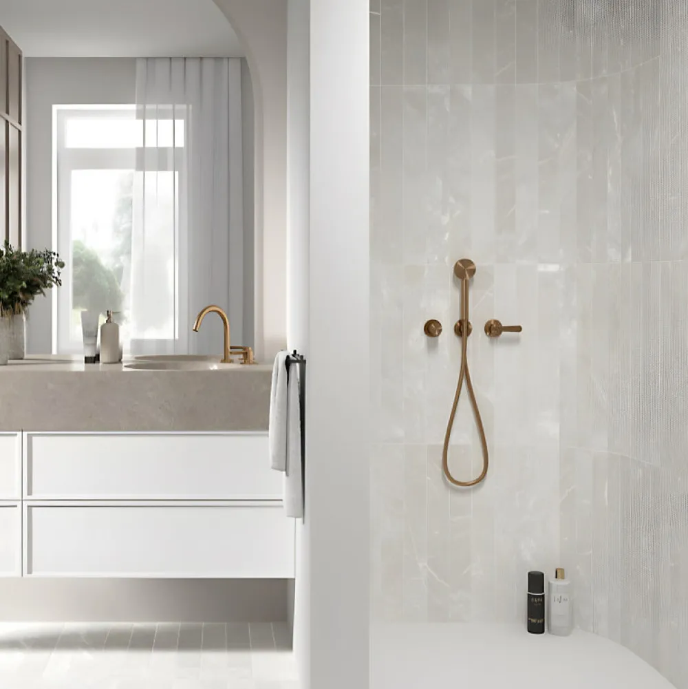 Aelle Carrelage carrelage sol / mur effet marbre blanc 7,5x60 cm - MARMONIS WHITE- Carrelage Sol Pour Salle De Bains