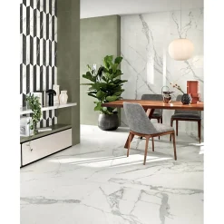 Aelle Carrelage Carrelage sol / mur effet marbre blanc 120X120 cm - SCULTOREA statuario vena argento J452- Carrelage Sol Pour Pièce À Vivre|Carrelage Sol Effet Marbre
