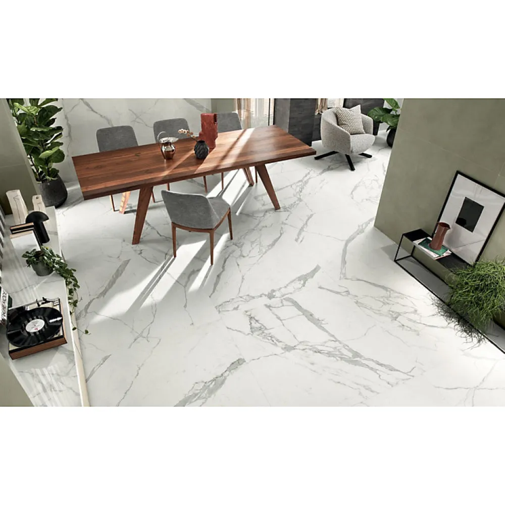 Aelle Carrelage Carrelage sol / mur effet marbre blanc 120X120 cm - SCULTOREA statuario vena argento J452- Carrelage Sol Pour Pièce À Vivre|Carrelage Sol Effet Marbre
