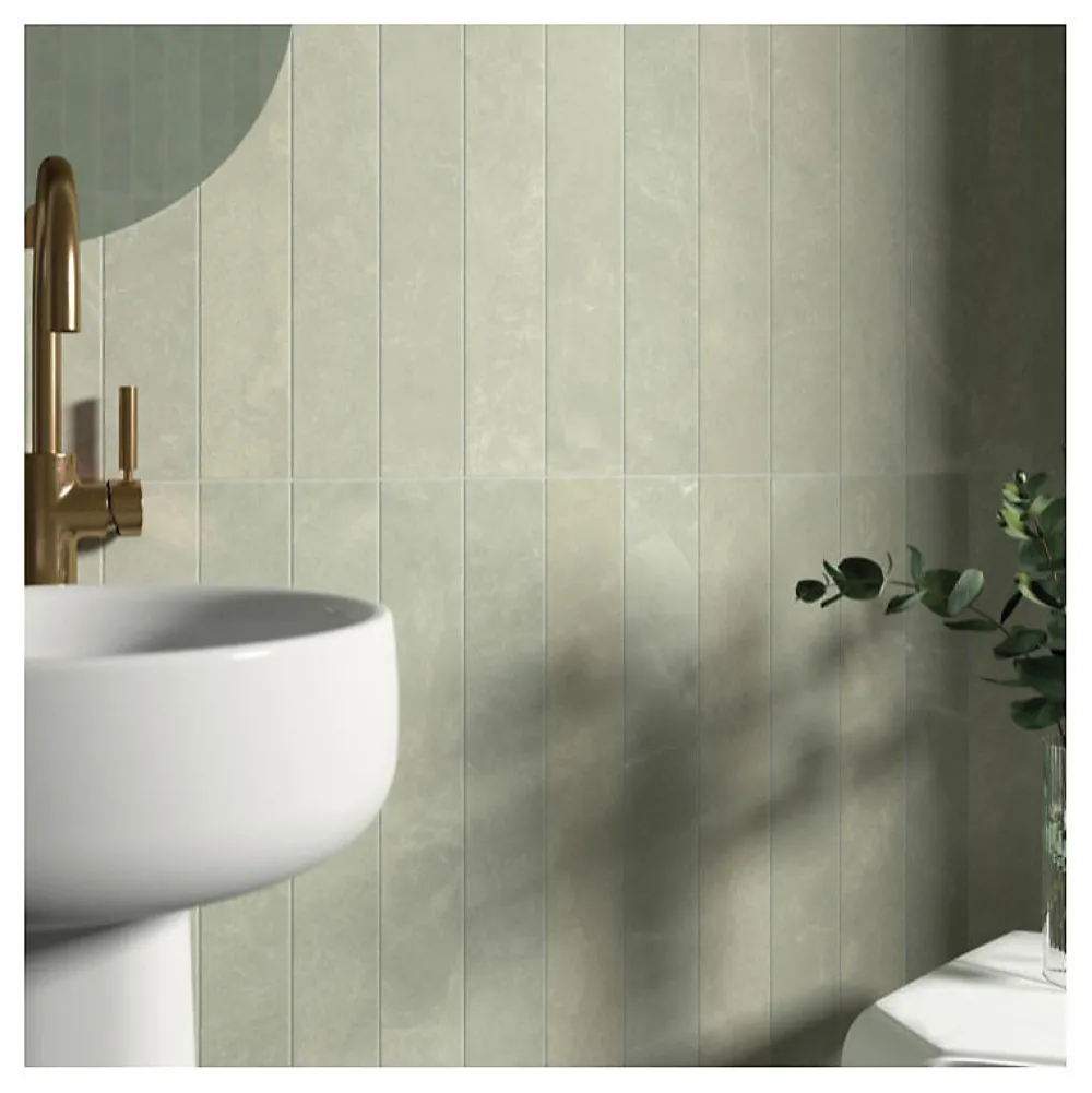 Aelle Carrelage carrelage sol / mur effet marbre vert 7,5x60 cm - MARMONIS MATCHA- Carrelage Sol Effet Marbre