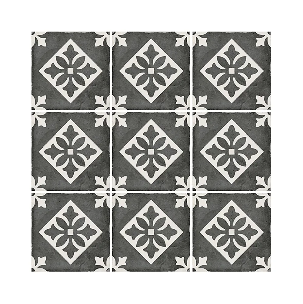 Aelle Carrelage Carrelage sol / mur effet ciment motif gris foncé 20x20 cm ART NOUVEAU PADUA BLACK- Carrelage Sol Effet Carreaux De Ciment