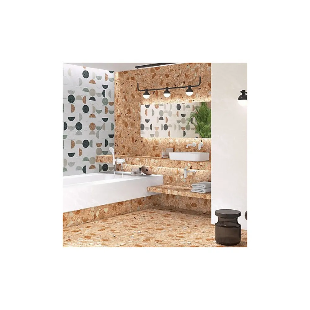 Aelle Carrelage Carrelage Sol Effet Pierre<Carrelage sol / mur effet terrazzo brillant 80x80 cm MONACO R ROJIZO PULIDO