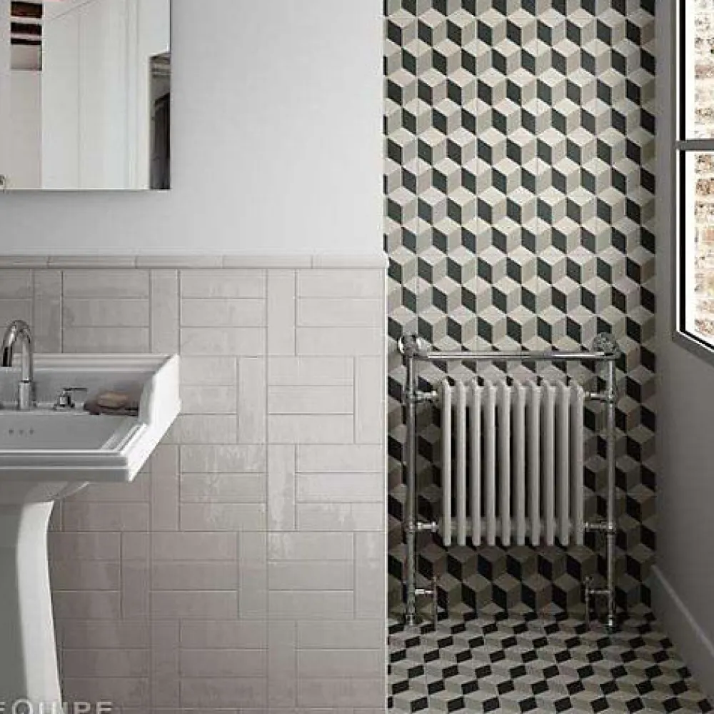 Aelle Carrelage Carrelage sol / mur effet béton design chevron beige 60x120 cm SEINE RILSE CREMA- Carrelage Sol Effet Béton|Carrelage Sol Pour Salle De Bains
