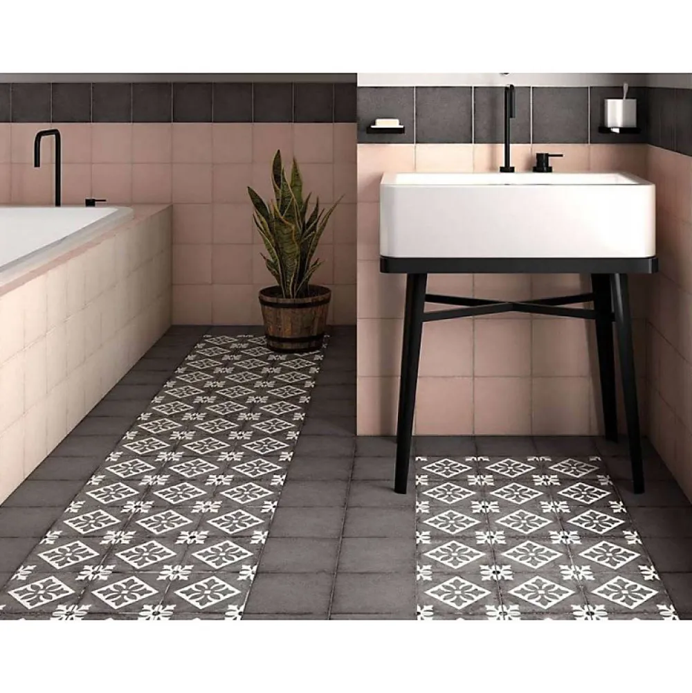 Aelle Carrelage Carrelage Sol Pour Cuisine|Carrelage Sol Effet Carreaux De Ciment<Carrelage sol / mur effet ciment uni rose 20x20 cm ART NOUVEAU UNI CORAL PINK