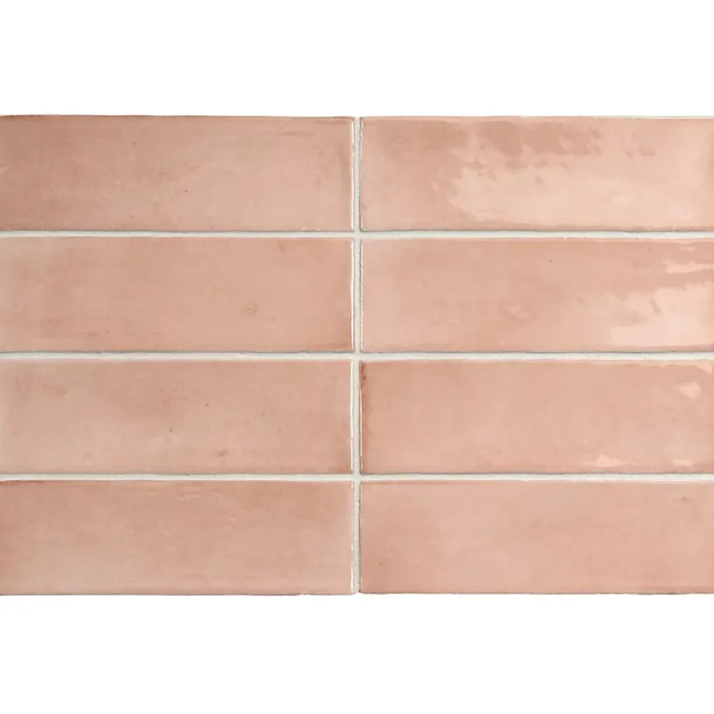 Aelle Carrelage Carrelage sol / mur effet zellige bejmat marocain 5X15 cm rose brillant 5X15 cm COCO ORCHARD PINK WALL- Carrelage Sol Pour Wc|Carrelage Sol Uni