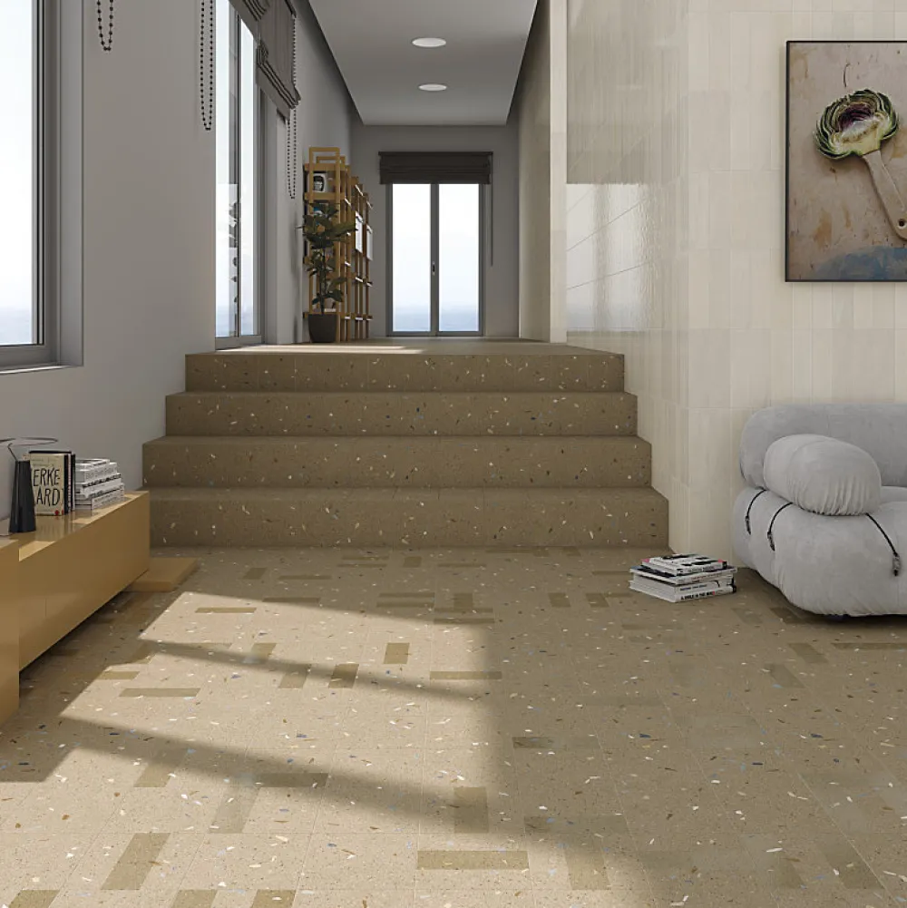Eiffel art construction Carrelage Sol Effet Terrazzo<Carrelage sol / mur effet terrazzo 80x80 cm Croccante-R Nuez (vendu par boite de 1.28m2)