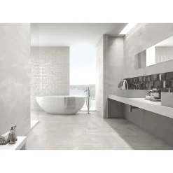 Aelle Carrelage Carrelage sol / mur effet métal blanc 45x90 cm IONIC WHITE- Carrelage Sol Effet Métal|Carrelage Sol Pour Salle De Bains