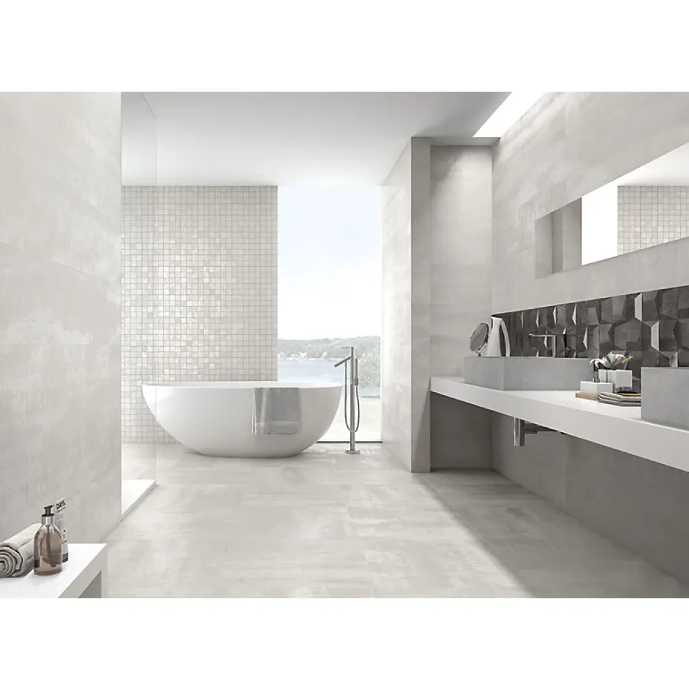 Aelle Carrelage Carrelage sol / mur effet métal blanc 45x90 cm IONIC WHITE- Carrelage Sol Effet Métal|Carrelage Sol Pour Salle De Bains