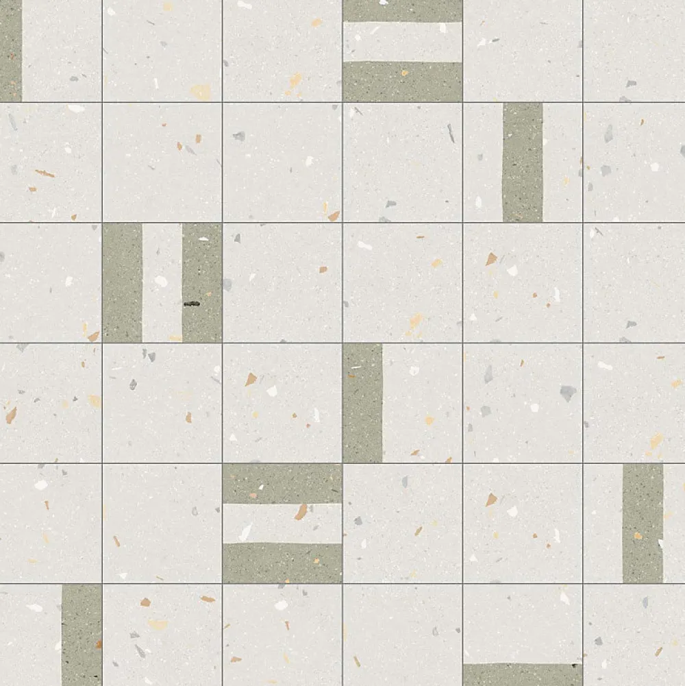 Eiffel art construction Carrelage Sol Effet Terrazzo<Carrelage sol / mur effet terrazzo 20x20 cm Croccante Granola Menta (vendu par boite de 1m2)