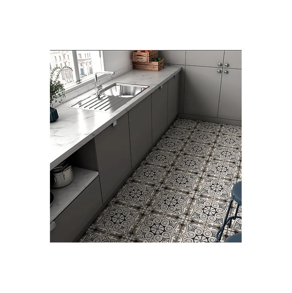 Aelle Carrelage Carrelage sol / mur effet ciment motif gris 20x20 cm ART NOUVEAU OPERA GREY- Carrelage Sol Effet Carreaux De Ciment