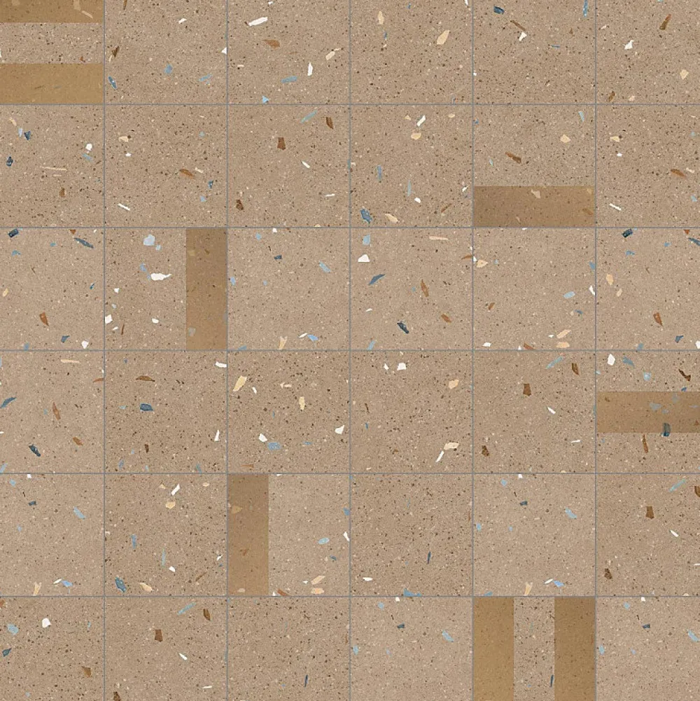 Eiffel art construction Carrelage sol / mur effet terrazzo 20x20 cm Croccante Eclair Nuez - Patchwork(vendu par boite de 1m2)- Carrelage Sol Effet Terrazzo