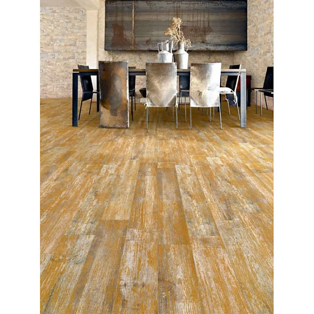 Aelle Carrelage Carrelage Sol Effet Bois<Carrelage sol / mur effet bois vieilli jaune moutarde 14,4 x 89,3 cm YUGO R ALBERO