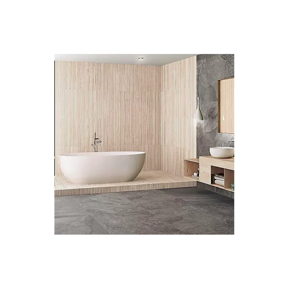 Aelle Carrelage Carrelage sol / mur effet bois bambou relief 60x120 cm ARTWOOD RIBBON BONE- Carrelage Sol Effet Bois|Carrelage Sol Pour Cuisine